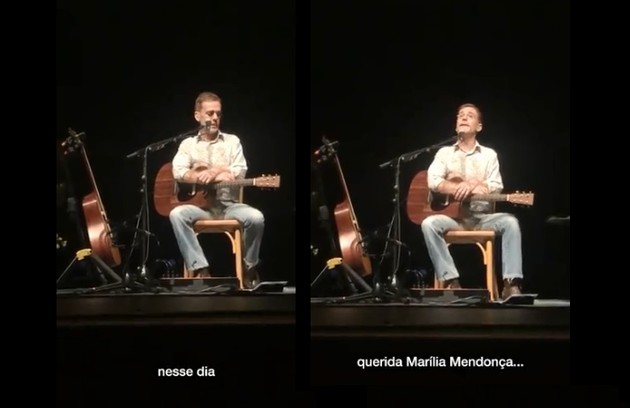 Nando Reis chorou no palco em Natal (RN) e disse: 'Queria prestar homenagem à querida Marília Mendonça e todos que foram juntos dela (...) Não vamos desperdiçar o amor' (Foto: Reprodução/Instagram)