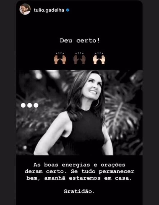Túlio Gadêlha fala sobre cirurgia de Fátima Bernardes (Foto: Reprodução/Instagram)
