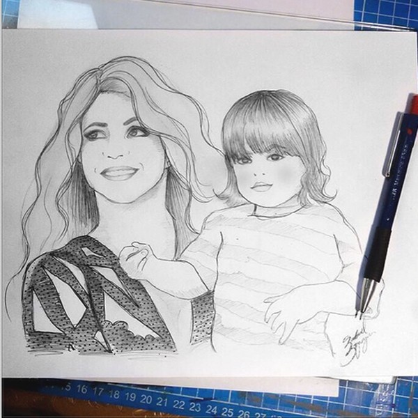 Desenho de Shakira e Milan (Foto: Reprodução Instagram)