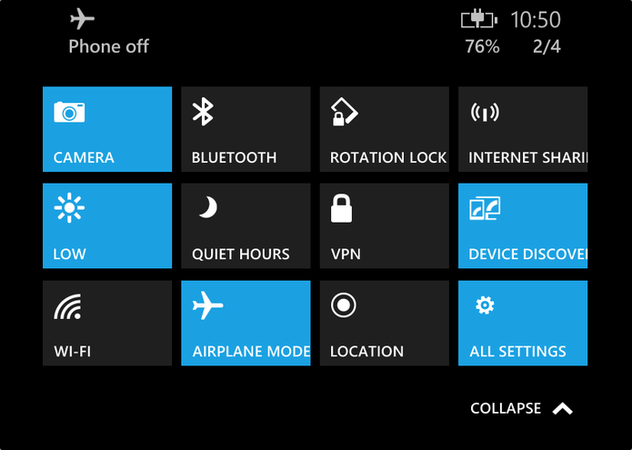 Imagem mostra novos atalhos na Action Center do Windows 10 para smartphones (Foto: Reprodu??o/WM Power User)