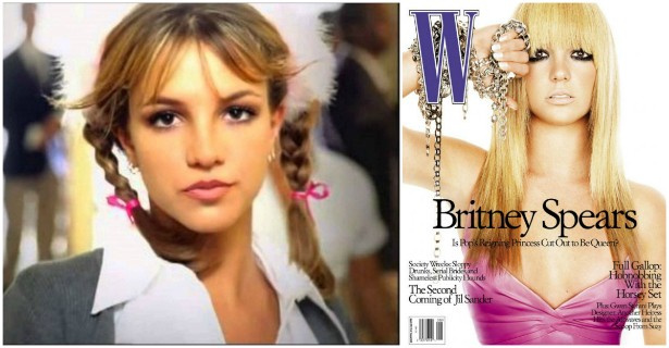Britney Spears pregava a virgindade antes do casamento. Até que, em julho de 2003, em entrevista que virou capa da revista 'W', a popstar revelou que já havia feito sexo. Para quem não se lembra, a cantora se casou apenas no ano seguinte. (Foto: Reprodução)