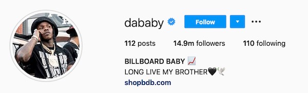 O perfil do aBaby atuarlizado com uma homenagem ao irmão (Foto: Instagram)