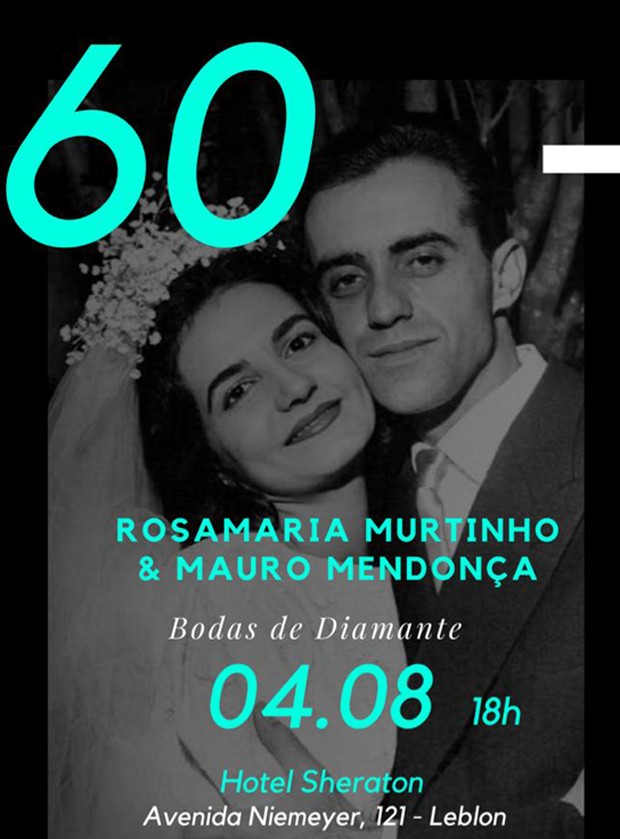 Convite das bodas de diamante de Rosamaria Murtinho e Mauro Mendonça (Foto: Globo/Ramón Vasconcelos)