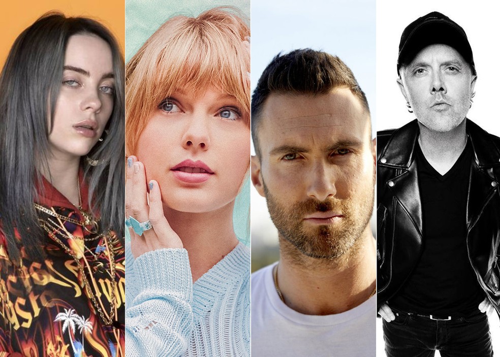 Billie Eilish, Taylor Swift, Maroon 5 e Metallica fazem shows no Brasil no primeiro semestre — Foto: Divulgação