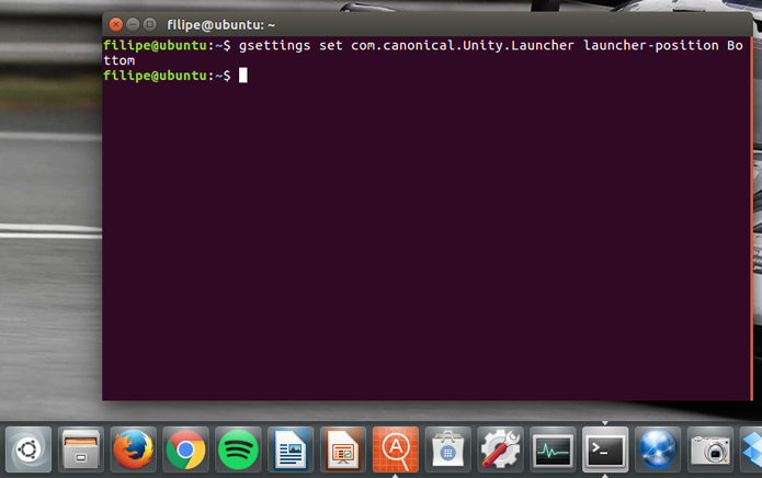 É possível usar um comando simples no Terminal para mover o launcher (lançador) do Ubuntu (Foto: Reprodução/Filipe Garrett)