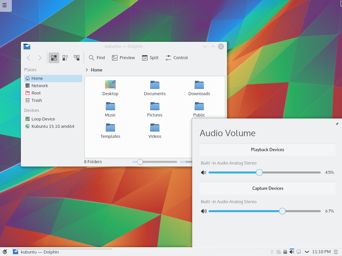 Kubuntu tem um aspecto similar ao Windows, com barra inferior e botão iniciar (Foto: Divulgação/Kubuntu)