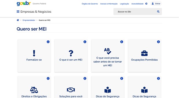 Site Empresas & Negócios para abrir MEI (Foto: Reprodução)