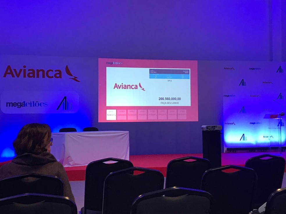 Leilão de ativos da Avianca em São Paulo — Foto: Luiz Guilherme Gerbelli/G1