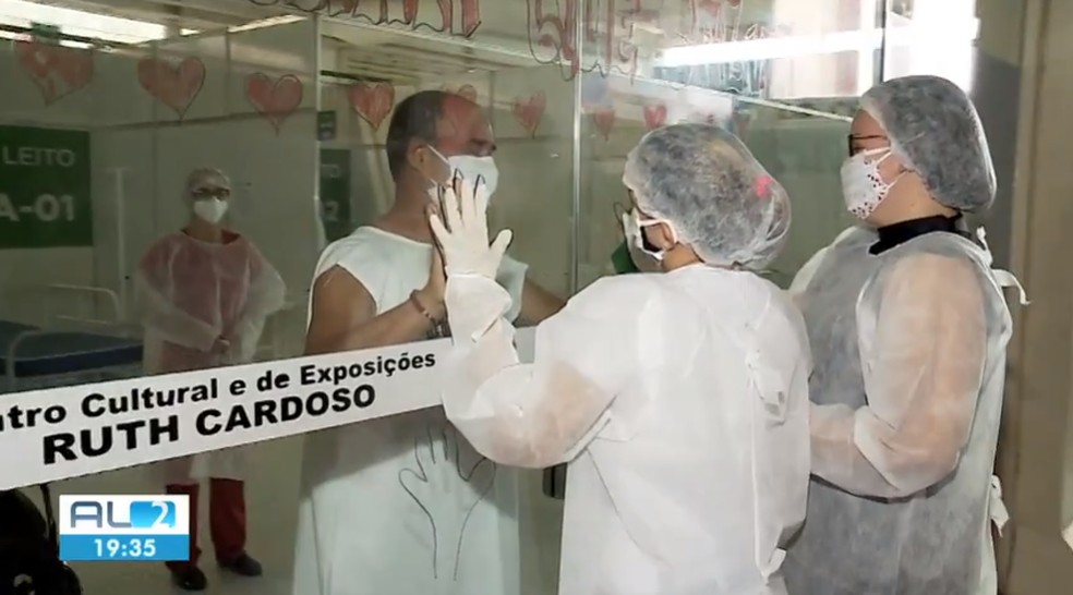 Pacientes internados no Hospital de Campanha de Maceió ficam mais próximos dos familiares durante internação — Foto: Reprodução/ TV Gazeta