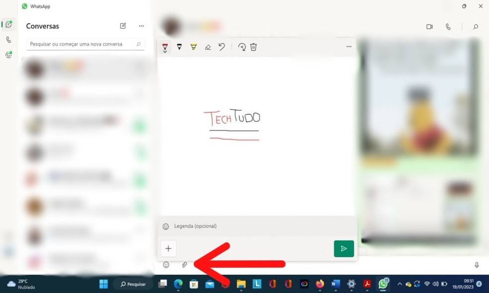 Criação de desenhos no WhatsApp para PC — Foto: Reprodução/Gisele Souza