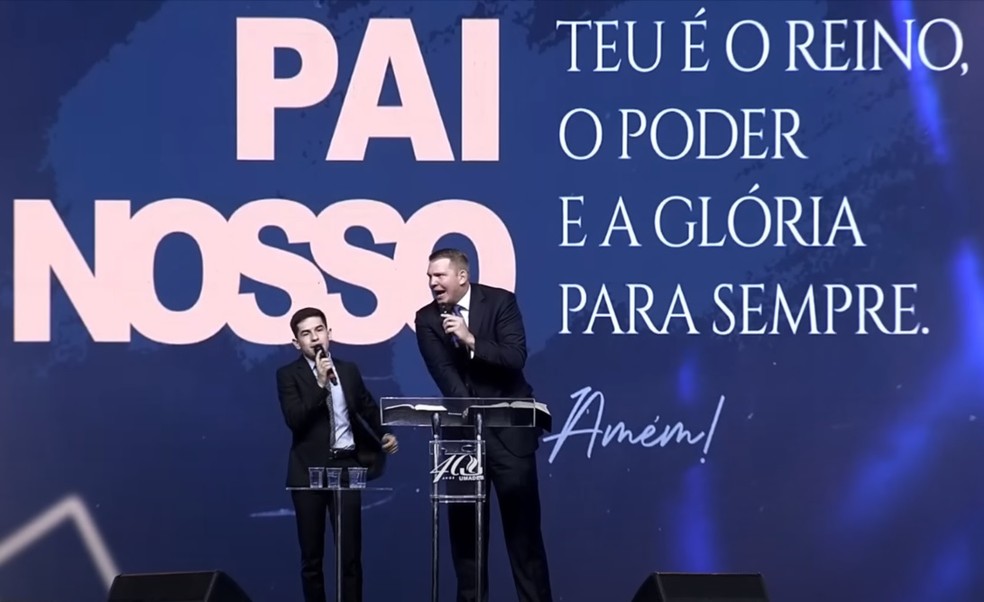 Pastor estadunidense David Eldridge durante evento da igreja Assembleia de Deus, em Brasília — Foto: Youtube/Reprodução