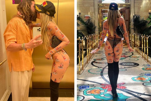 Heidi Klum causa em Las Vegas com um look transparente (Foto: Reprodução/Instagram)