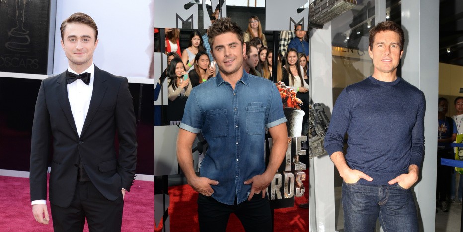 Daniel Radcliffe, Zac Efron e Tom Cruise estão na lista dos homens mais baixos de Hollywood. (Foto: Getty Images)