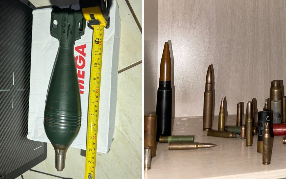 Granadas e munições foram encontradas na casa de suspeito de planejar atentado terrorista contra colegas de trabalho em uma empresa de Jataí, Goiás — Foto: Divulgação/Polícia Federal