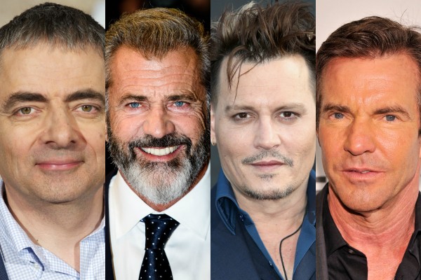 Rowan Atkinson, Mel Gibson, Johnny Depp e Dennis Quaid (Foto: Getty Images)