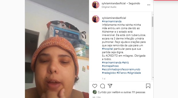  Sylvia Miranda fala do estado de saúde da mãe, Marina Miranda (Foto: Reprodução/Instagram)