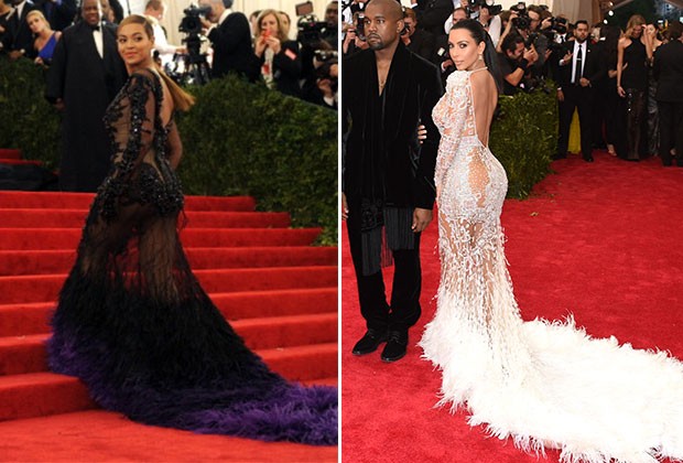 Kim Kardashian usa vestido muito parecido ao escolhido por Beyoncé há três anos (Foto: Getty Images)