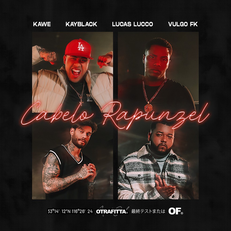 Capa do single 'Cabelo rapunzel', de Lucas Lucco com Kawe, Kayblack e Vulgo PK — Foto: Divulgação
