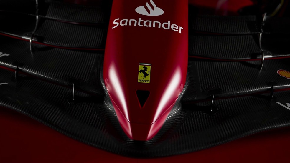 Detalhe do bico do F1-75, carro da Ferrari na F1 2022 — Foto: Reprodução