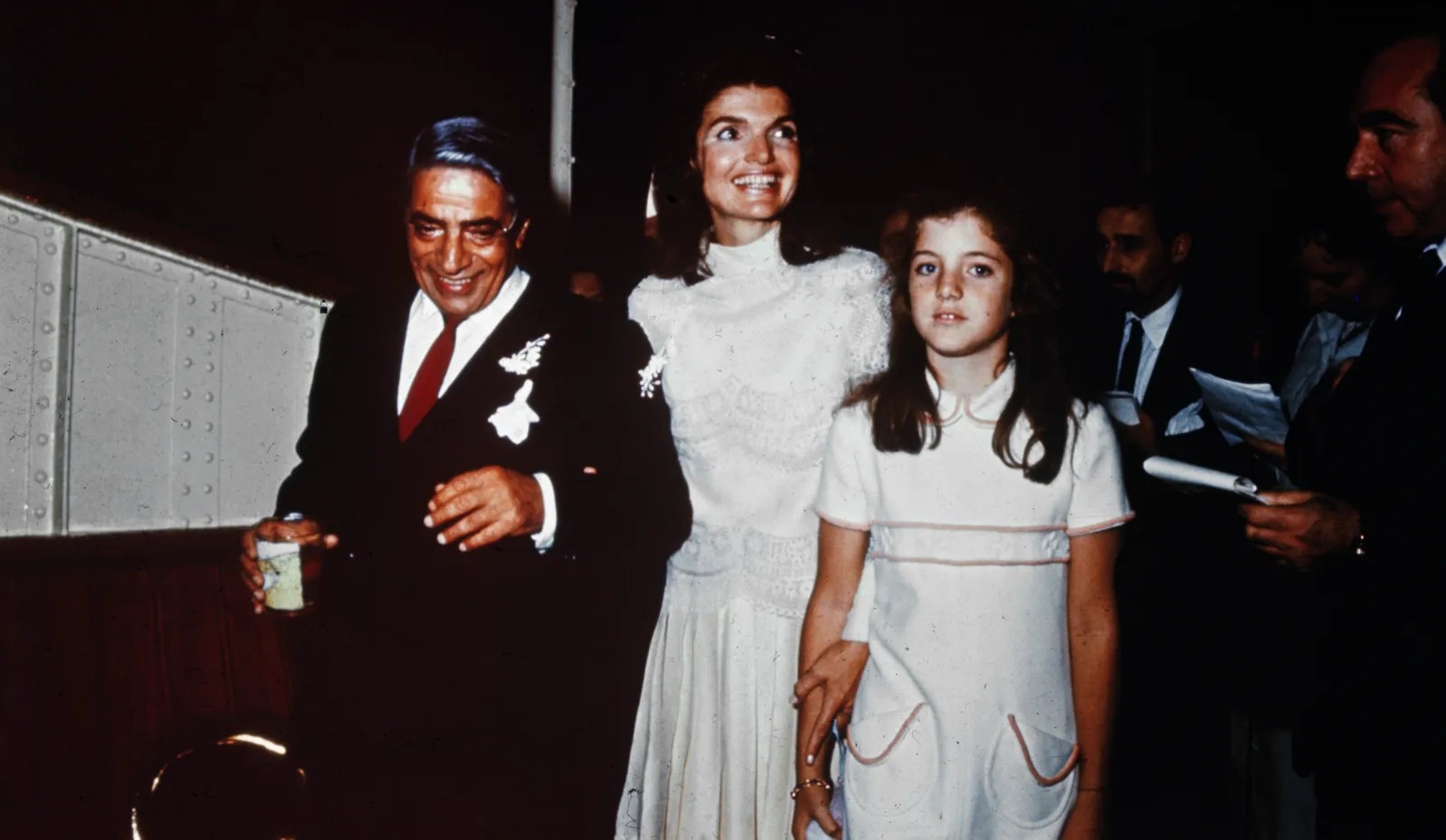 Aristóteles Onassis, Jacqueline Kennedy Onassis no dia do casamento com Caroline Kennedy, 1968 (Foto: Bettmann)