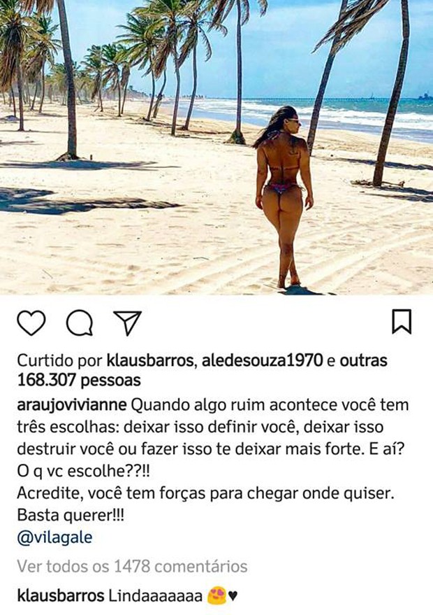 Viviane Araújo ganha elogio do namorado (Foto: Reprodução/Instagram)