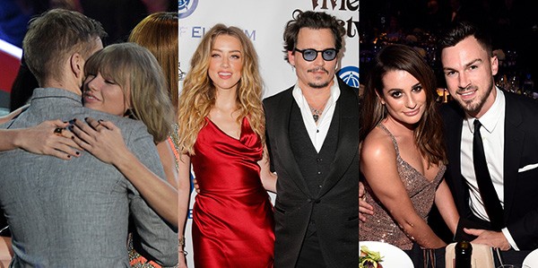 Calvin Harris e Taylor Swift, Amber Heard e Johnny Depp, Lea Michele e Matthew Paetz (Foto: Getty Images)