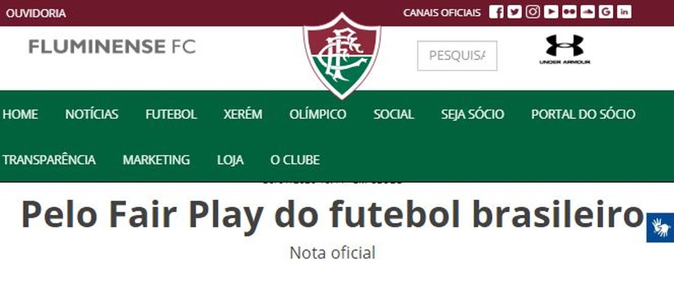 Nota oficial do Fluminense � Foto: Reprodu��o