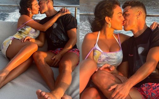 Cristiano Ronaldo e Georgina Rodríguez beijam muito durante passeio de barco