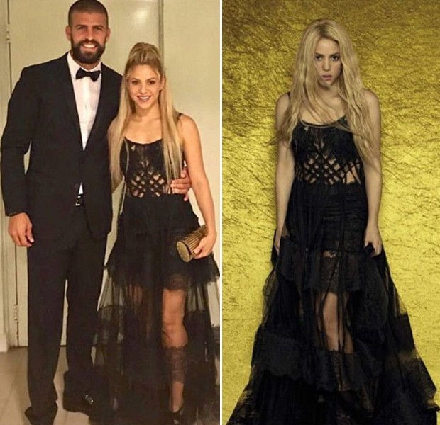 Acompanhada por Gerard Piqué, Shakira foi ao casamento de Messi usando um vestido já usado em um ensaio fotográfico (Foto: Reprodução/Instagram)