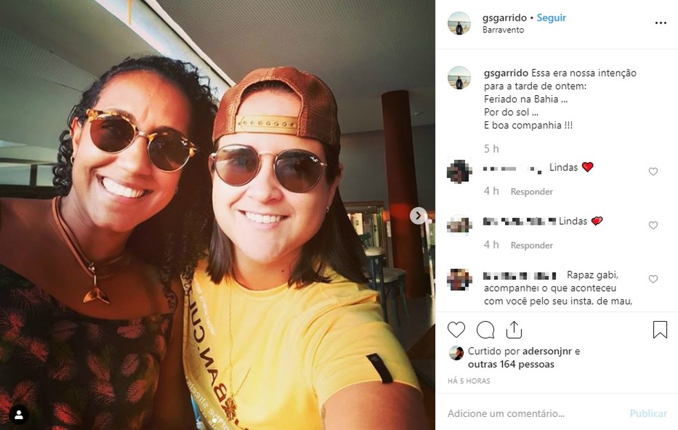Gabriella Garrido e Maiana Mendes denunciam homofobia em restaurante de Salvador — Foto: Reprodução/Redes Sociais