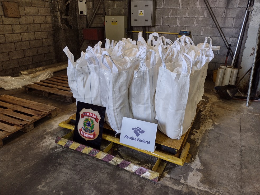 Mais de 600 kg de cocaína escondida em carga de café é apreendida no Porto de Santos — Foto: Receita Federal e Polícia Federal/Divulgação