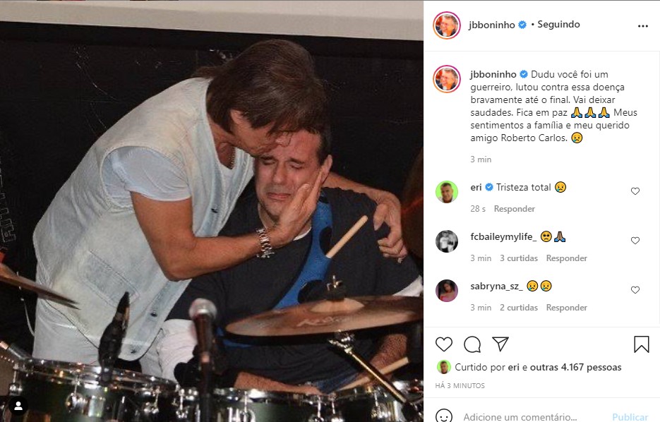 Boinho se despede de Dudu Braga (Foto: Reprodução Instagram)