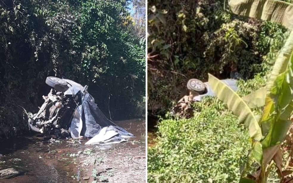 Acidente deixa mortos após carro cair em córrego de Niquelândia, em Goiás — Foto: Arquivo pessoal/Reneval Vaz Pires