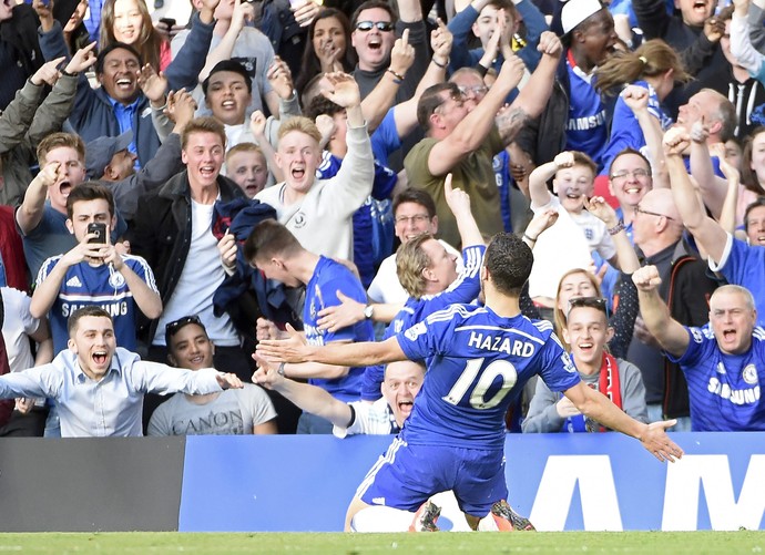 Hazard comemora o gol do Chelsea (Foto: EFE)