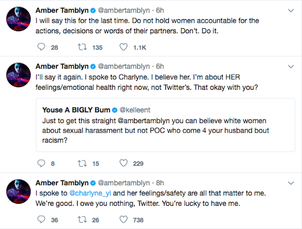 As declarações da atriz Amber Tamblyn em relação às acusações de racismo de seu marido, o ator David Cross (Foto: Twitter)