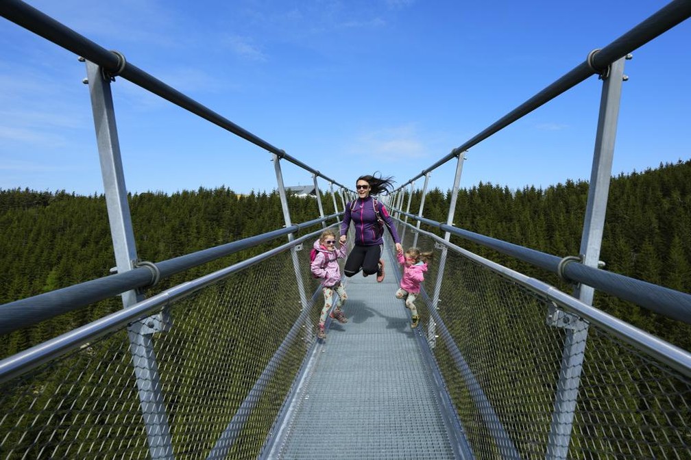Ponte para pedestres na República Tcheca  — Foto: AP/Petr David Josek