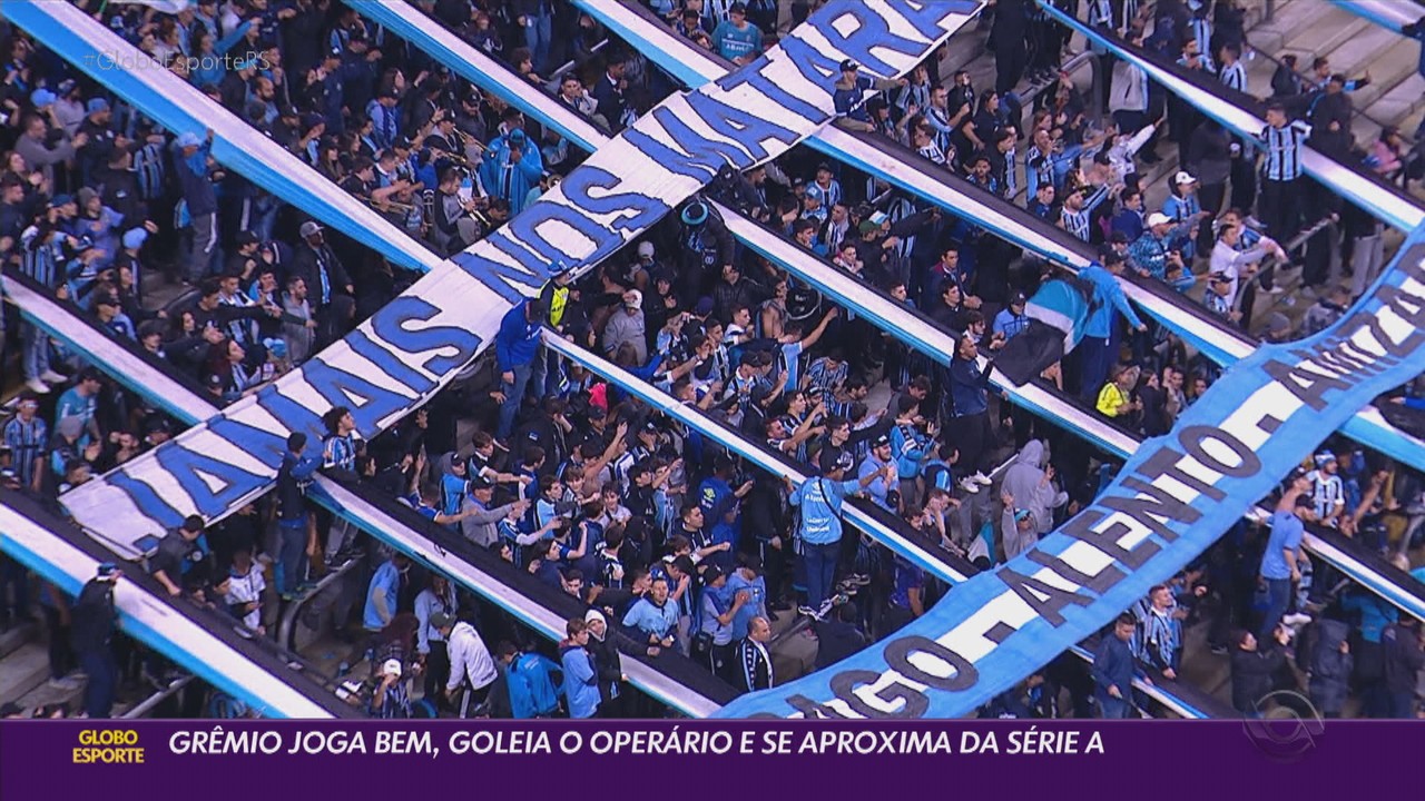 Grêmio joga bem, goleia o Operário e se aproxima da Série A