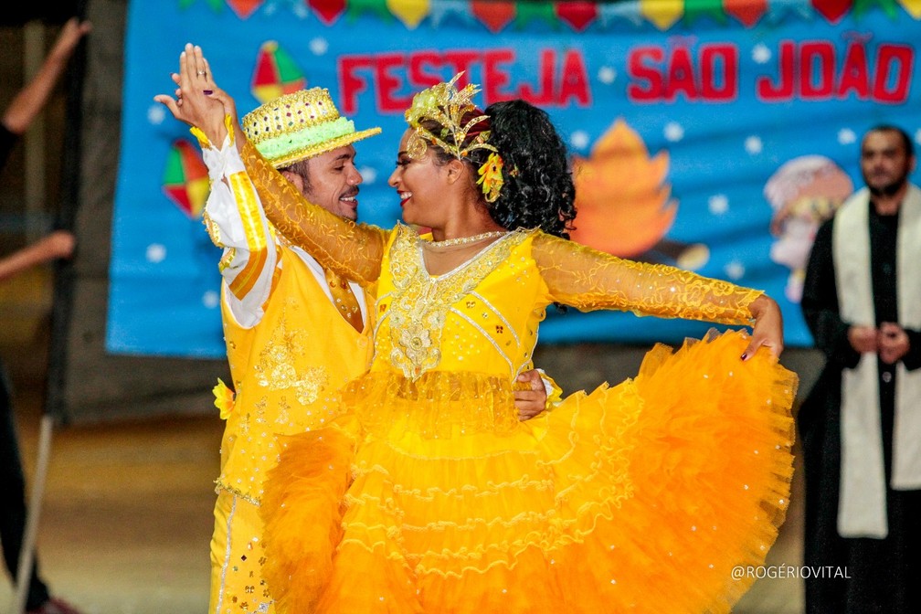Quadrilhas Juninas se apresentam na terceira noite do Festival de Quadrilhas de Natal 2019, na Arena das Dunas â Foto: RogÃ©rio Vital