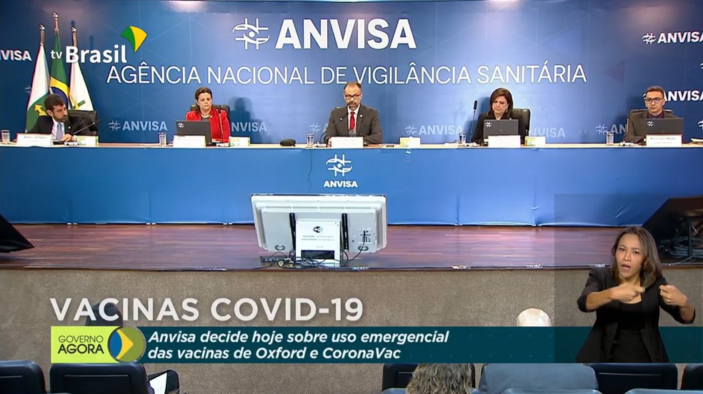 Reunião da Anvisa sobre uso emergencial das vacinas contra a Covid-19 de Oxford e CoronaVac — Foto: Reprodução/TV Brasil