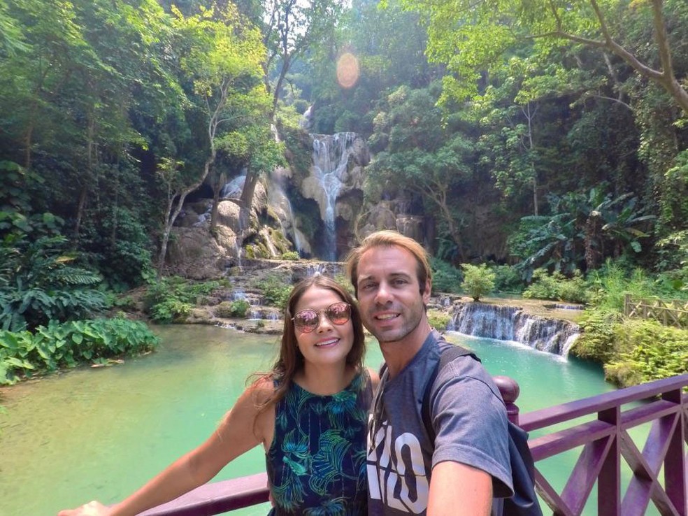 Giancarlo Dariva e Tatiane Pereira, que estão no Laos, decidiram concluir tour pela Ásia por causa da crise do coronavírus — Foto: Arquivo pessoal