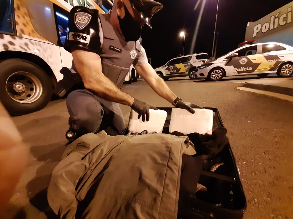 Drogas foram apreendidas durante abordagem na SP-270, em Presidente Venceslau &mdash; Foto: Pol&iacute;cia Rodovi&aacute;ria