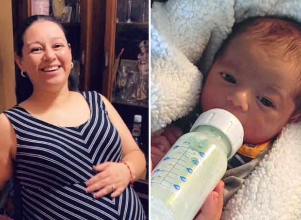Erika Becerra, 33, estava grávida de 8 meses quando foi diagnosticada com COVID-19, em novembro (Foto: Reprodução/KCBS via CNN)