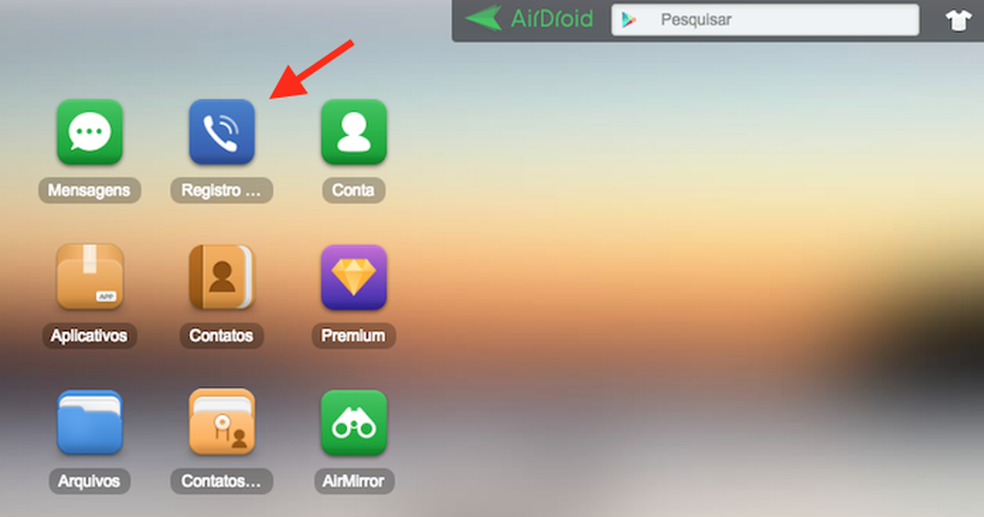 Opção para gerenciamento de chamadas do Android no AirDroid Web (Foto: Reprodução/Marvin Costa)