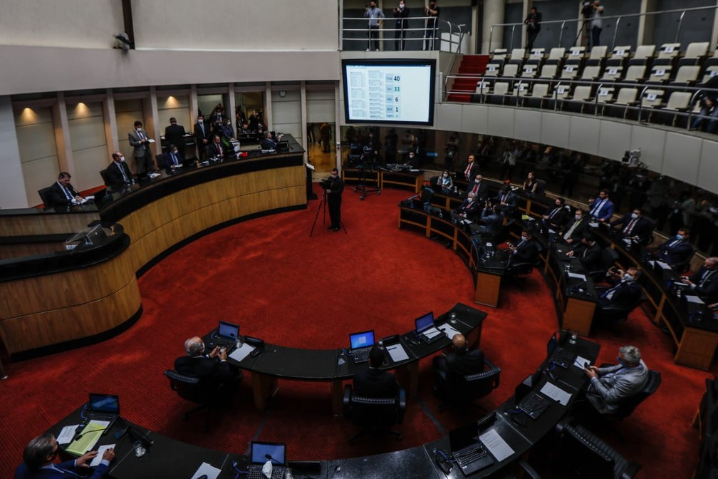 Sessão extraordinária de votação sobre processo de impeachment contra governador de SC, Carlos Moisés — Foto: Diorgenes Pandini/NSC