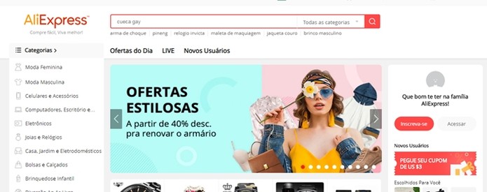 O AliExpress é o site de compras internacionais favorito dos brasileiros — Foto: Reprodução/Mirella Stivani