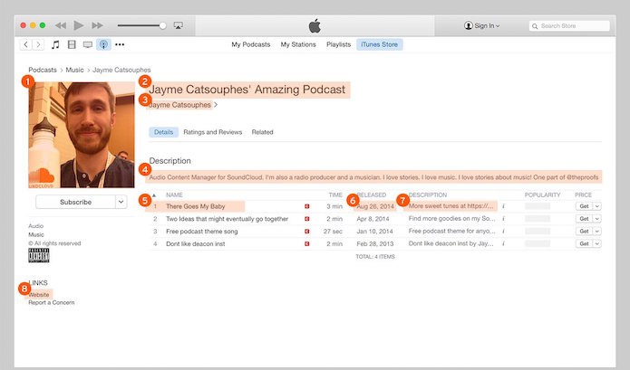 Com o código RSS, é possível publicar o podcast no iTunes (Reprodução/Soundcloud)