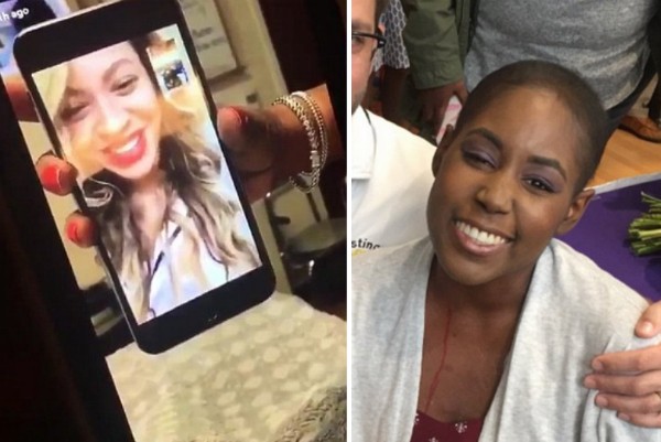 A conversa no celular entre Beyoncé e a adolescente com câncer (Foto: Twitter)