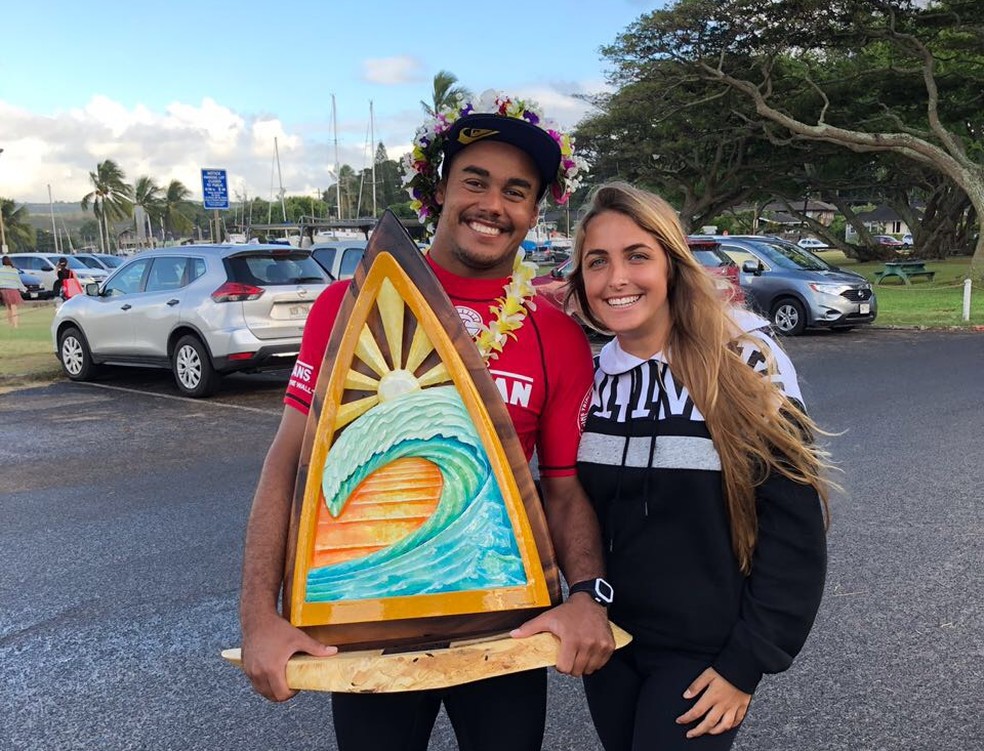 Paulista de Ubatuba tem o apoio da namorada, Natalie Plachi, no Havaí, a sua segunda casa (Foto: Arquivo Pessoal)