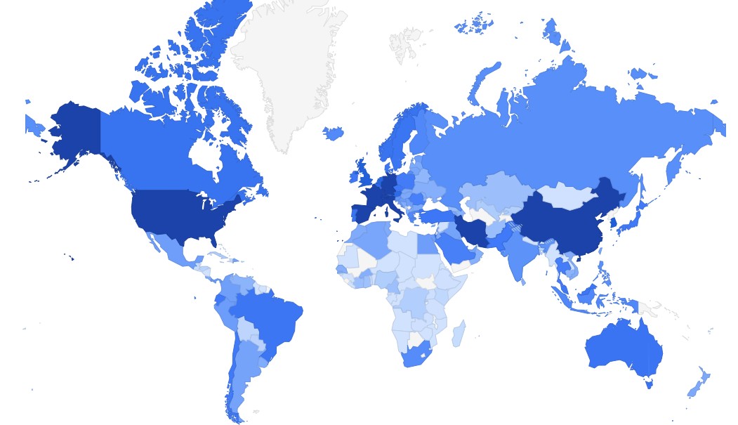 Mapa mostra casos de Covid-19 pelo mundo (Foto: Reprodução/google.org/crisisresponse/covid19-map)