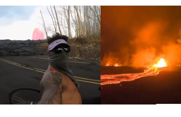 Ele contou no 'Que história é essa, Porchat?, do GNT, a história de quando driblou bloqueios e se aproximou de um vulcão em erupção no Havaí, em 2018 (Foto: Reprodução)